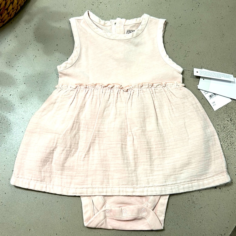 BNWT 12 months pink dress onsie